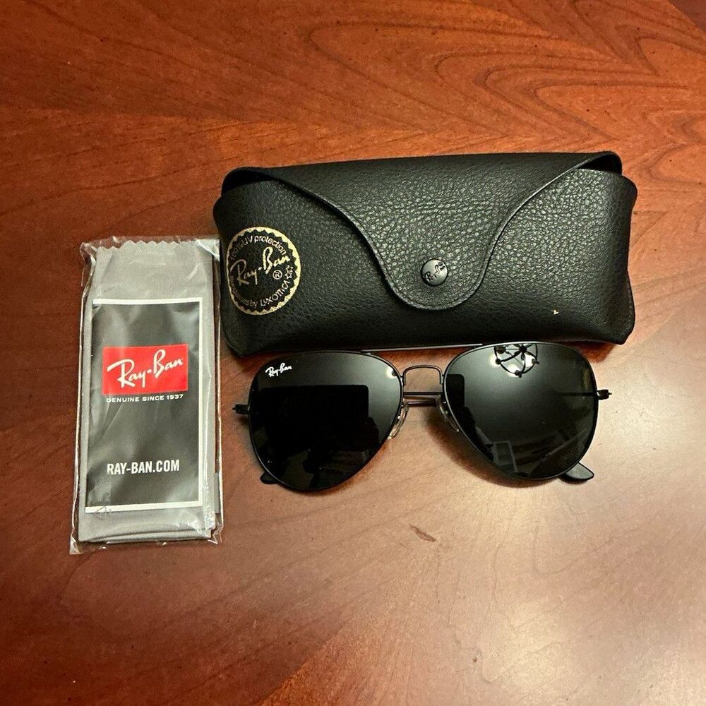 Ray-Ban Aviator Large Metal II RB3026 Black Sung G-15 Glass 62mm Case & Cloth 51